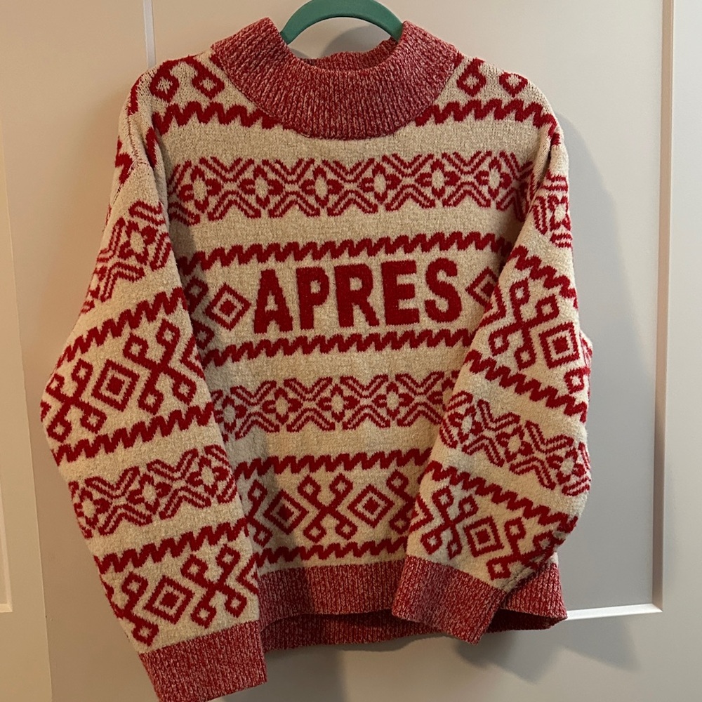 Red and Cream Patterned Sweater
